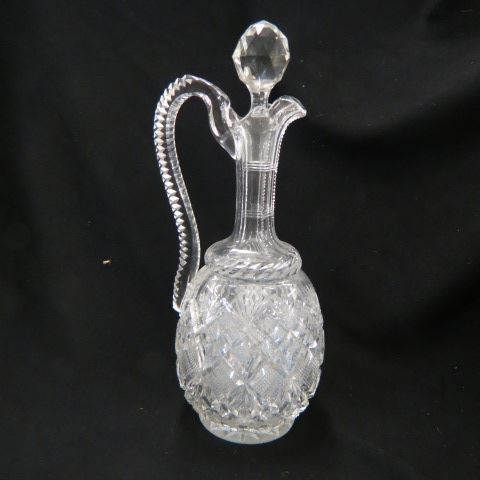 Appraisal: Cut Glass Decanter brilliant period beautiful ring panel style neck