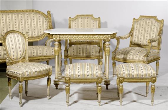 Appraisal: A SET OF SALON FURNITURE in Louis XVI style Germany