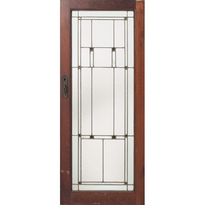 Appraisal: Prairie School window cabinet door geometric design in gold and