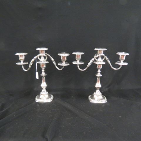 Appraisal: Pair of Reed Barton Silverplate Candelabra triple sconce convertible to