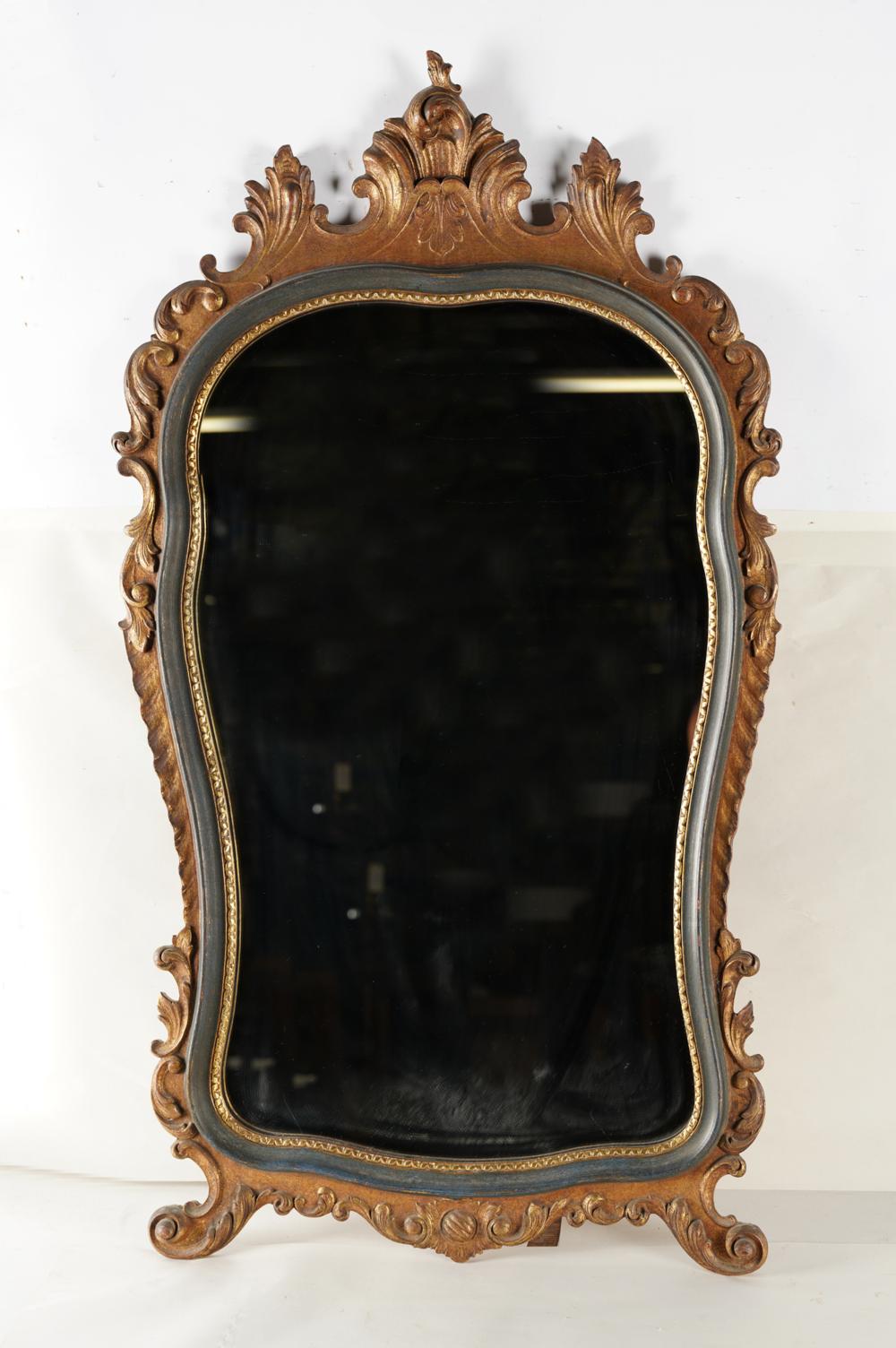 Appraisal: ITALIAN ROCOCO STYLE GILT PAINTED WOOD WALL MIRRORcartouche-shaped Condition with