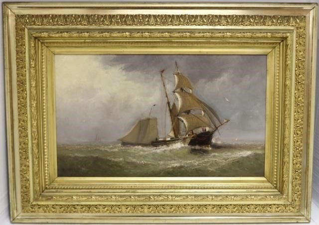 Appraisal: MARSHALL JOHNSON JR - MA OIL ONCANVAS UNDER SAIL HEADING