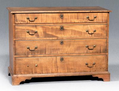 Appraisal: New England Federal chest of drawers maple with pine secondary