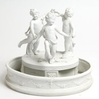 Appraisal: Antique Parian Porcelain Centerpiece Oval form with dancing putti signed