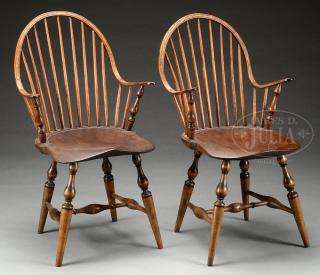 Appraisal: GOOD PAIR OF NEW YORK CITY CONTINUOUS ARM WINDSOR CHAIRS