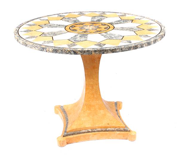 Appraisal: An Art Deco style specimen marble table height in diameter