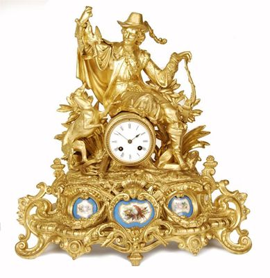 Appraisal: A late th century French gilt spelter and porcelain mounted