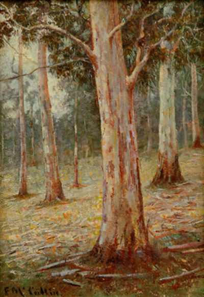 Appraisal: Frederick McCubbin - Tall Gums oil on board signed 'F