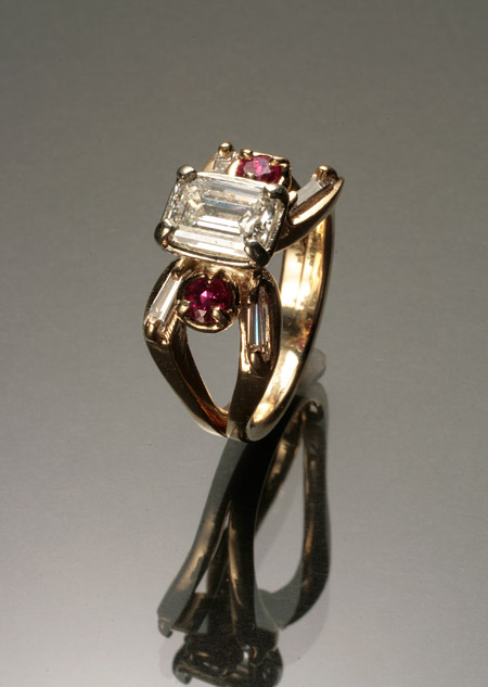 Appraisal: Tested -Karat Yellow-Gold and White-Gold Solitaire Diamond Ring The four-prong