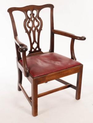 Appraisal: A late th Century mahogany armchair with pierced horizontal splat