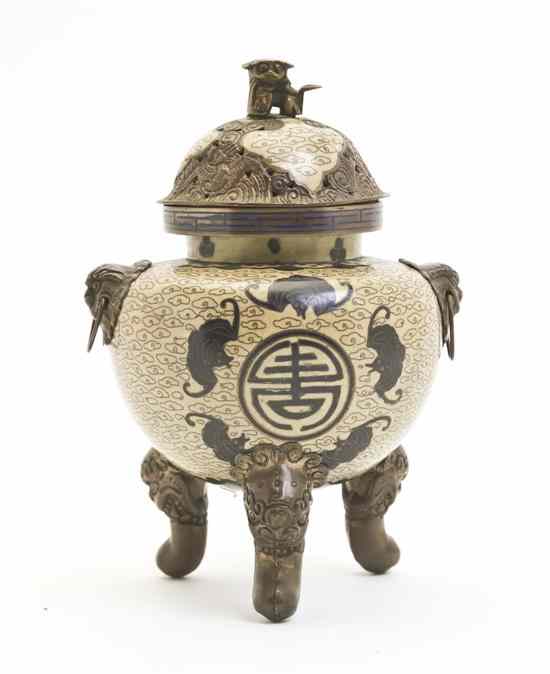 Appraisal: A Chinese Cloisonne Censer having fu dog form finial the