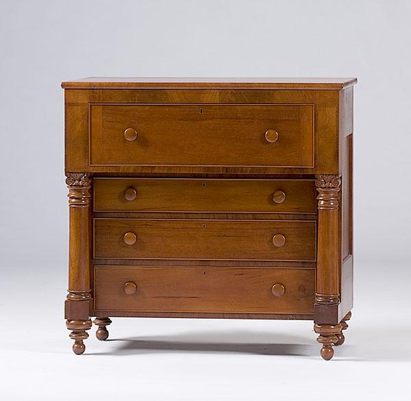 Appraisal: LATE CLASSICAL CHERRY STANDING SECRETARY Ohio or Kentucky ca cherry