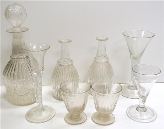 Appraisal: Early glassware including two wines with air twist stems pair