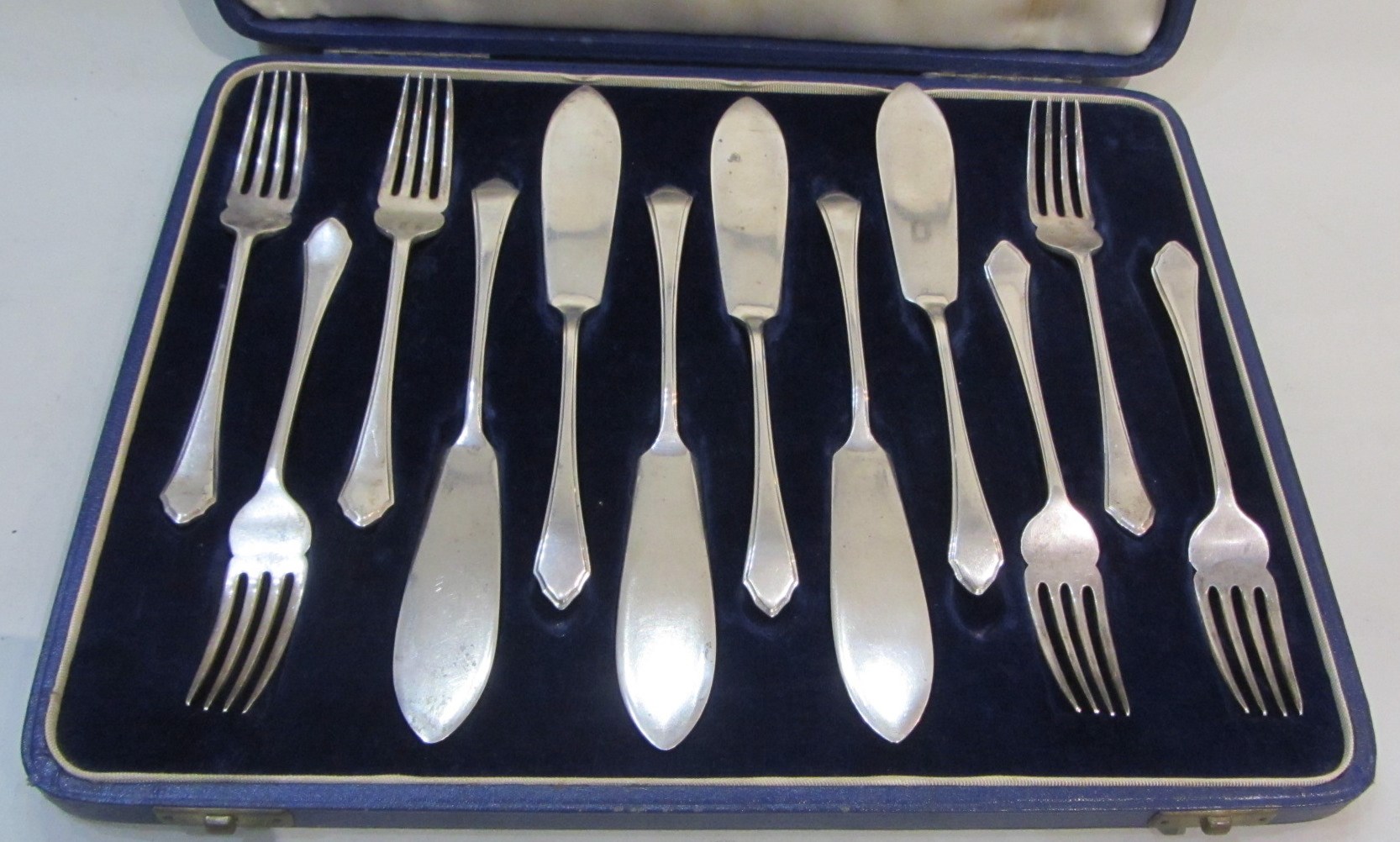 Appraisal: Six pairs of silver fish knives and forks by Mappin