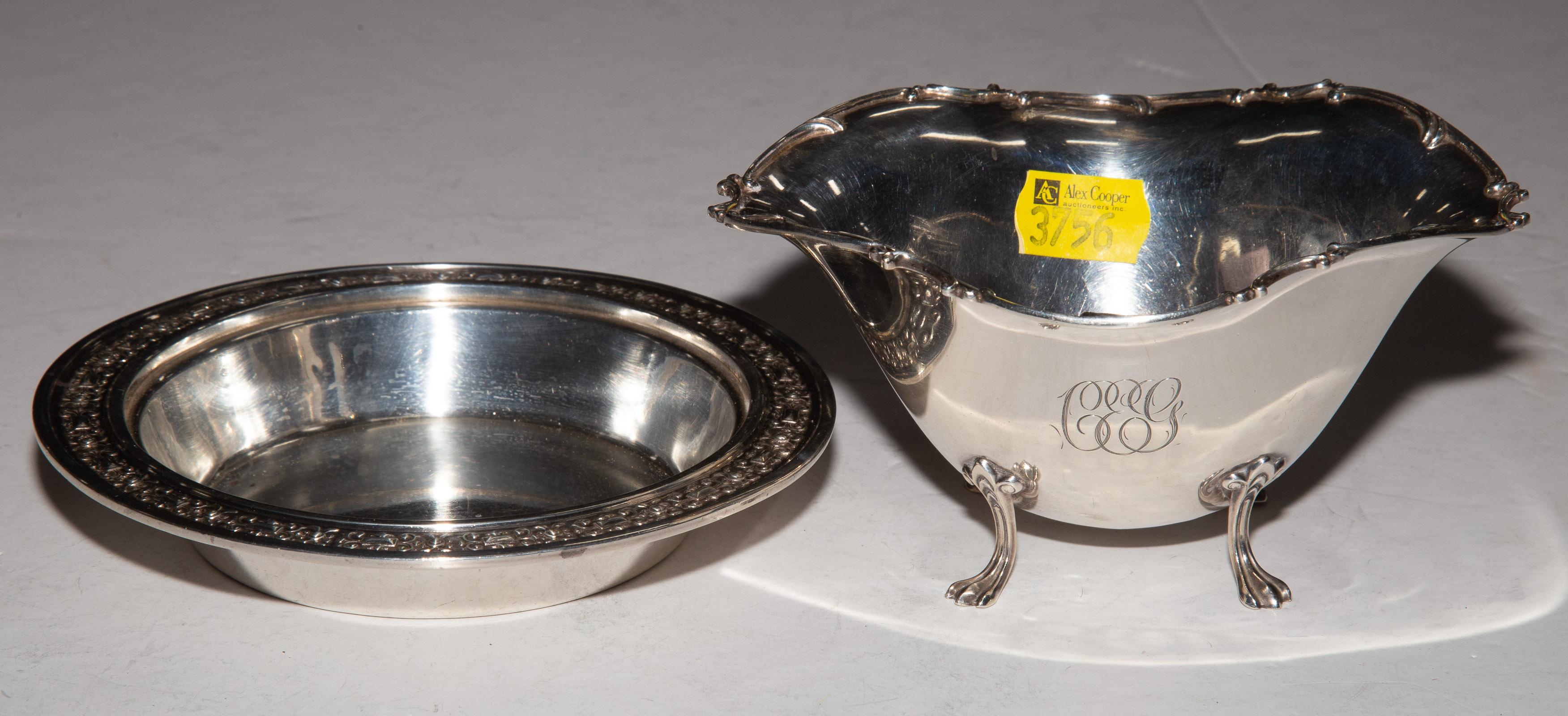 Appraisal: TWO PIECES STERLING HOLLOWWARE Including a Towle bowl monogrammed in