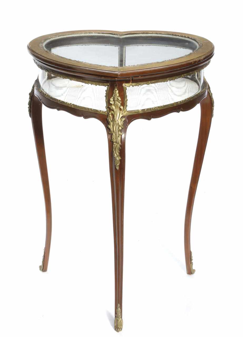 Appraisal: A Louis XV style gilt metal mounted mahogany vitrine table