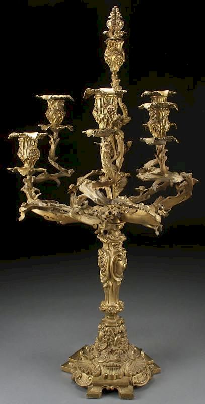 Appraisal: ROCOCO STYLE GILT BRONZE CANDELABRA A LARGE AND IMPRESSIVE ROCOCO