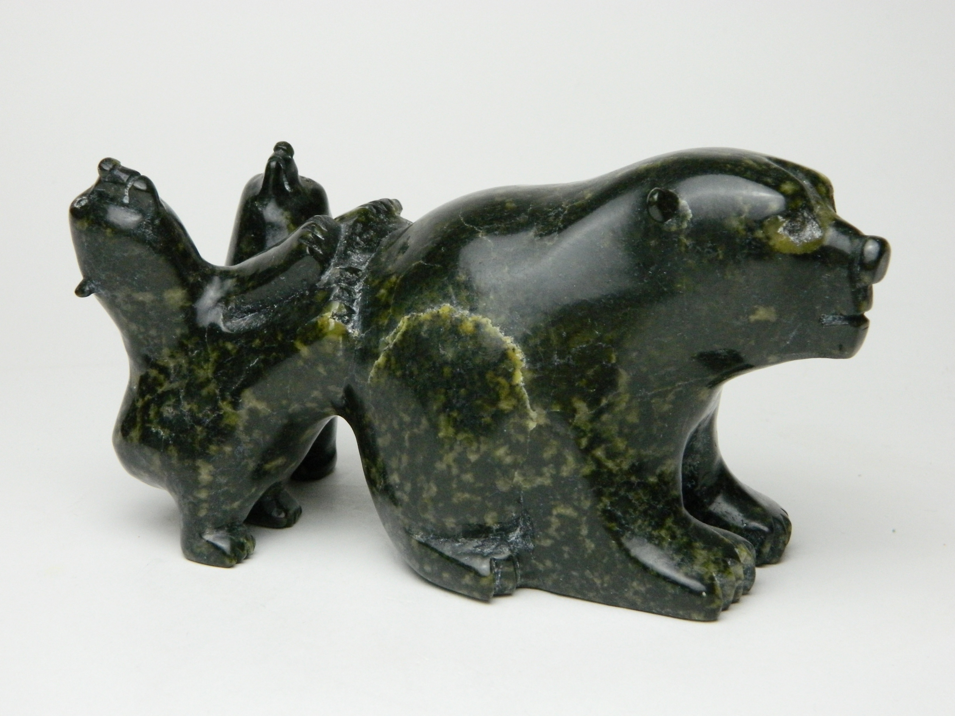 Appraisal: Johnny Manning Cape Dorset Mother Bear and Cubs- stone carving