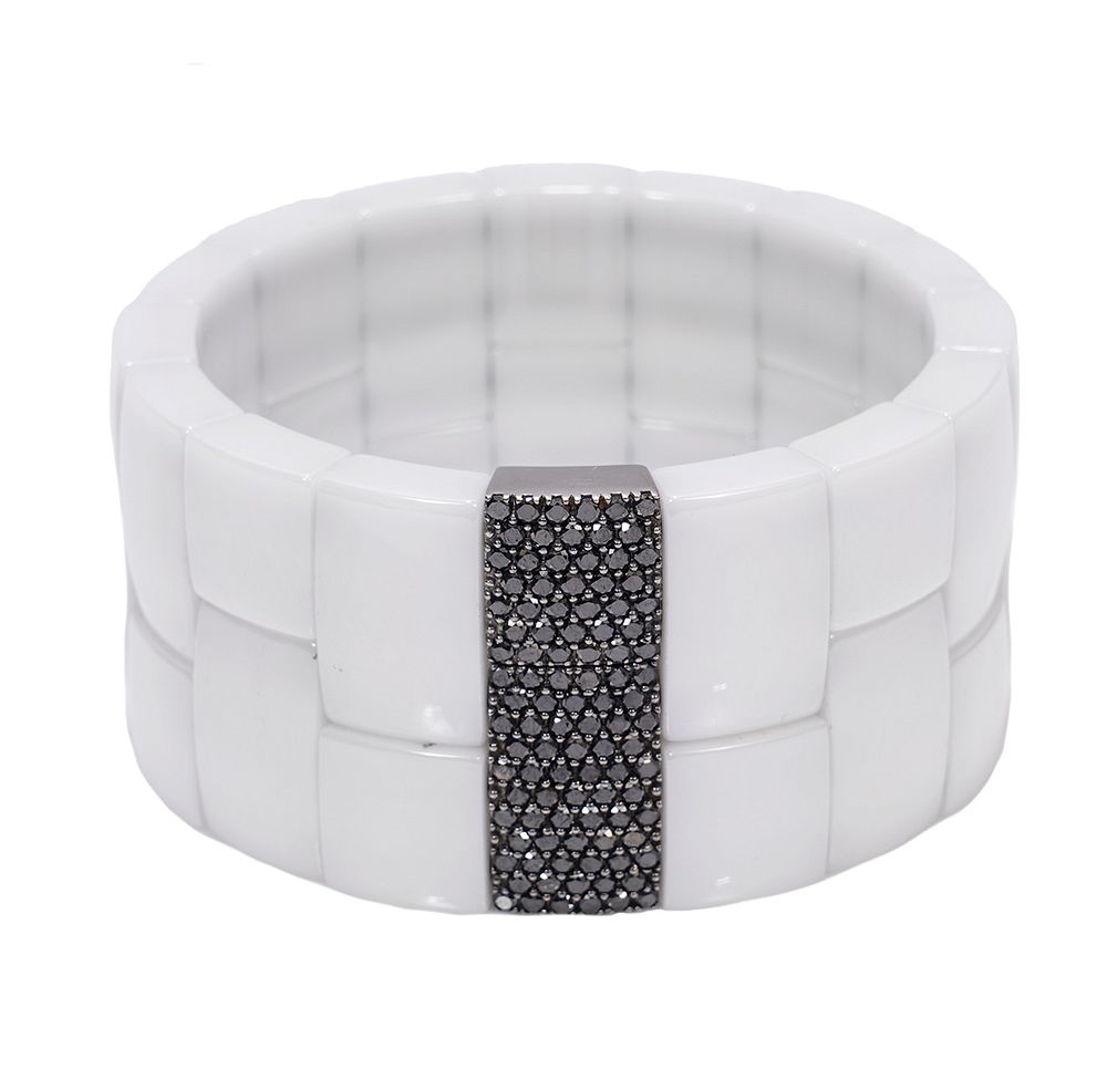 Appraisal: Roberto Demeglio K Diamond Cuff Bracelet Robert Demeglio ceramic square