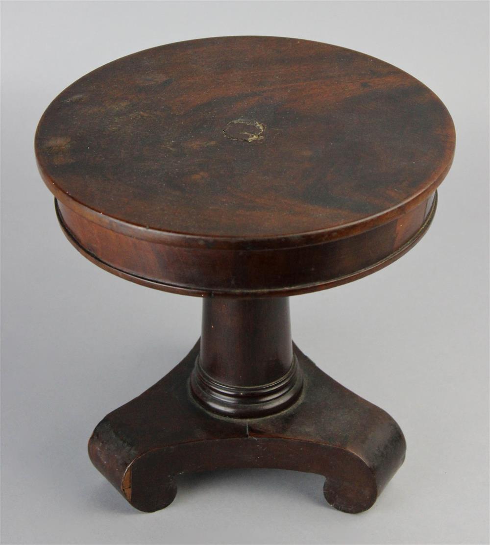 Appraisal: MINIATURE EMPIRE MAHOGANY CENTER TABLE the miniature table having a