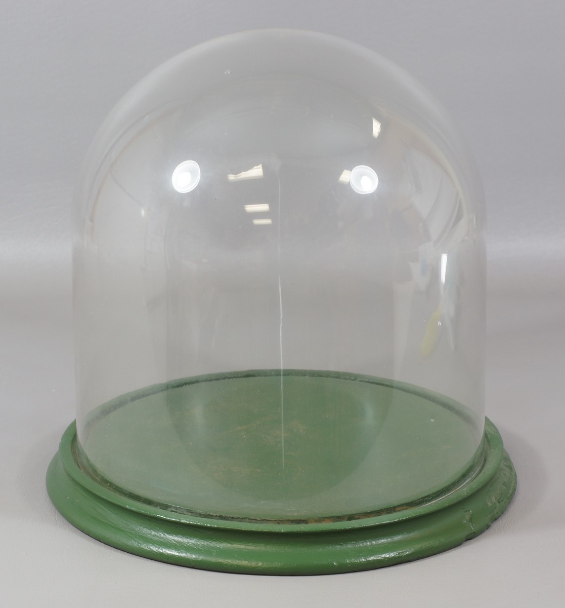 Appraisal: Large antique glass dome on painted wooden stand h x