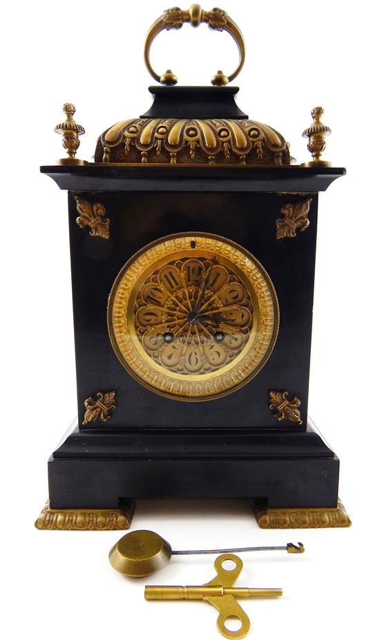 Appraisal: CLOCK French marble bracket clock with numbered movement h to