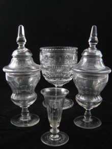 Appraisal: A large th century cut glass rummer cm high together