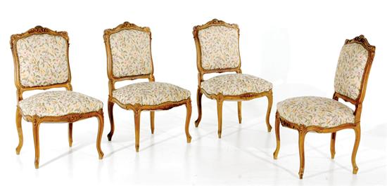 Appraisal: Louis XV style fruitwood side chairs late th century shaped