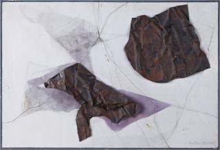 Appraisal: Martha Margulis - Abstract with Metal th c mixed media