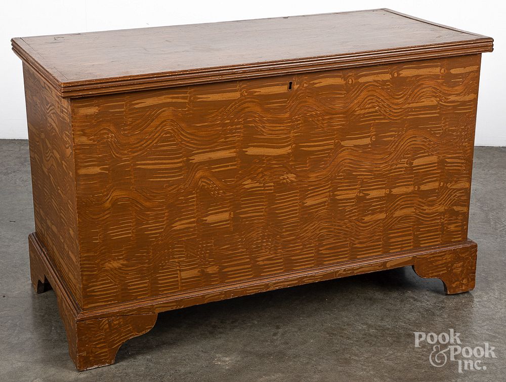 Appraisal: Pennsylvania painted pine blanket chest th c Pennsylvania painted pine