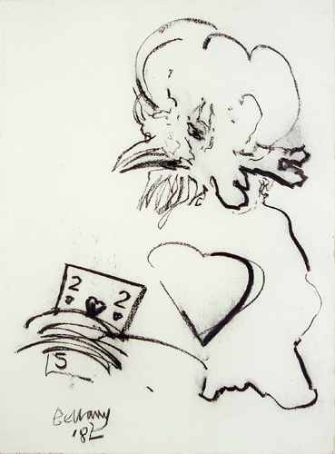 Appraisal: John Bellany Scottish b two charcoal on paper works Chicken