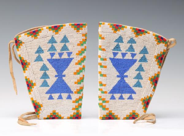 Appraisal: A PAIR OF PLAINS BEADED GAUNTLETS CIRCA The pair with