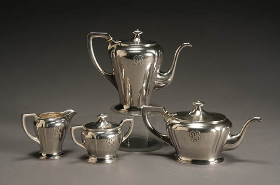 Appraisal: Anna and Heinrich Eicher Handwrought Sterling Four-Piece Coffee and Tea