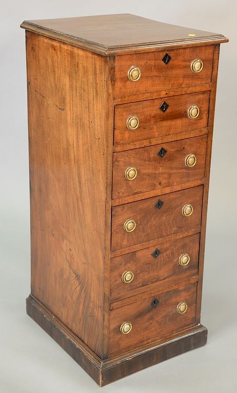 Appraisal: Small George III mahogany six drawer tall chest ht in