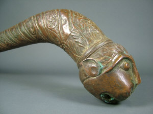 Appraisal: A th century Rajistan copper ceremonial mace chased with foliate