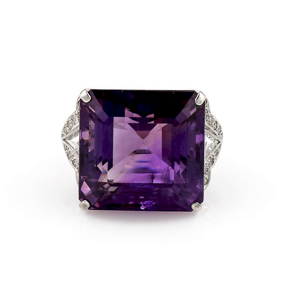 Appraisal: K Yellow Gold Amethyst Diamond Ring K Yellow Gold Amethyst