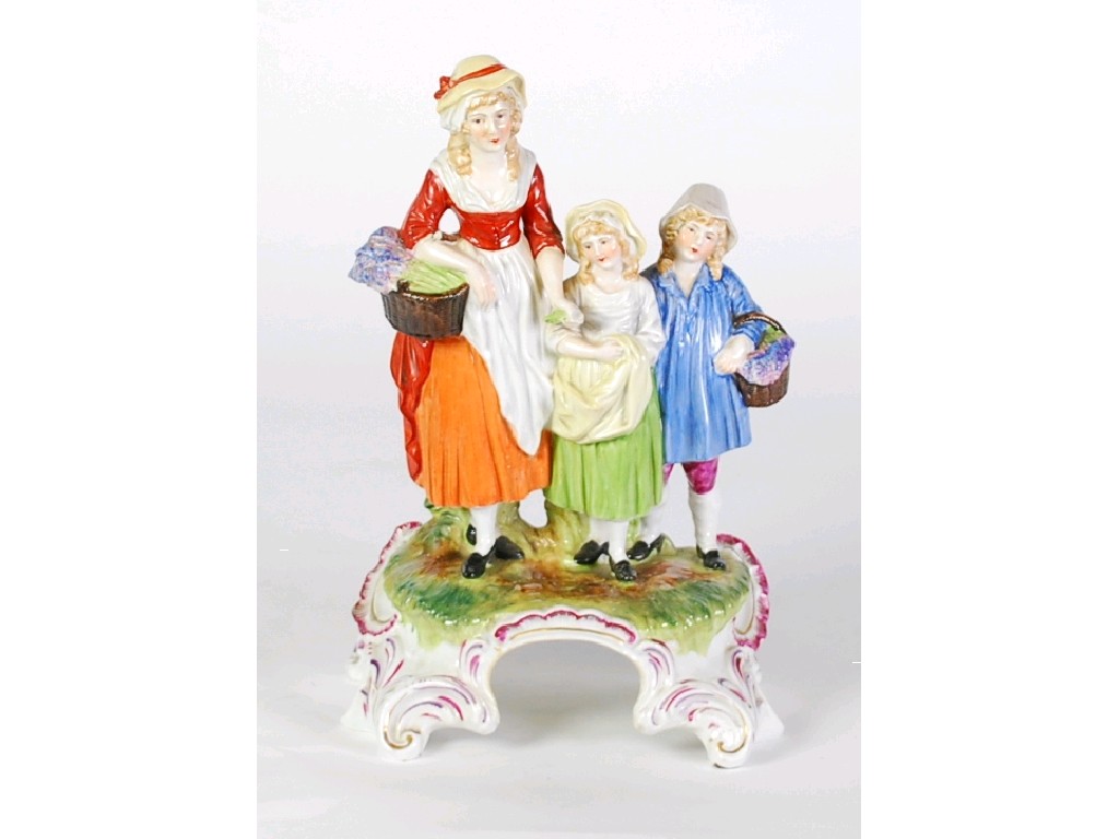 Appraisal: GERMAN POTSCHAPPEL CARL THIEME PORCELAIN 'LAVENDER SELLER' FIGURAL GROUP small