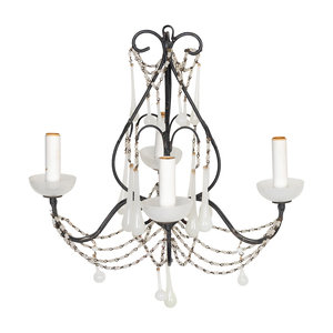 Appraisal: A Rococo Style Wrought-Iron and Opaline Glass Four-Light Chandelier TH