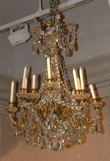 Appraisal: Louis XVI Style Gilt-Metal and Cut Glass Two-Tier Twelve-Light Chandelier