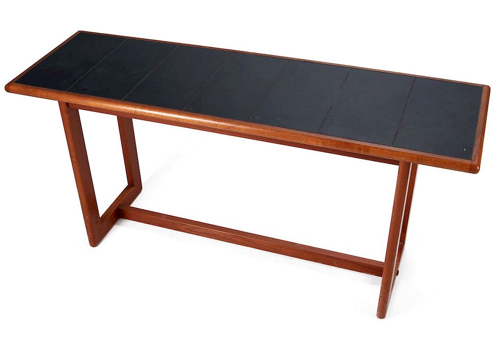 Appraisal: A DANISH MODERN SOFA TABLE TEAK WITH SLATE INLAY Seven