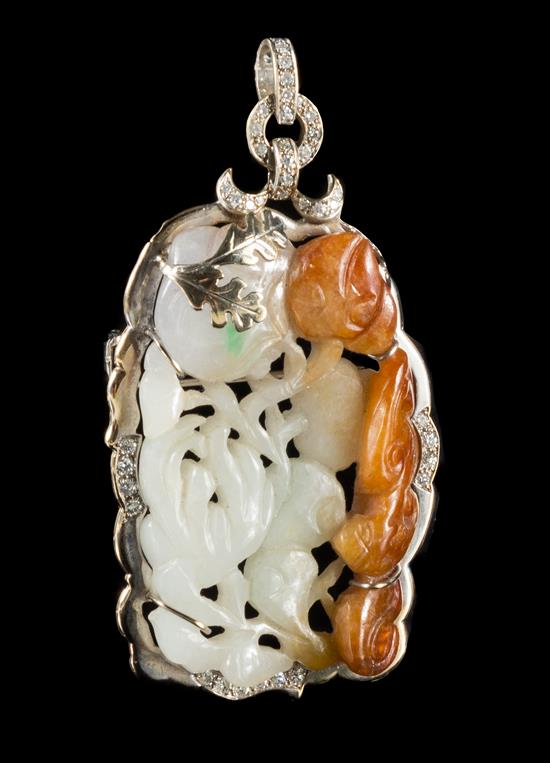 Appraisal: Sale Lot A Carved Jadeite Pendant the celadon stone with