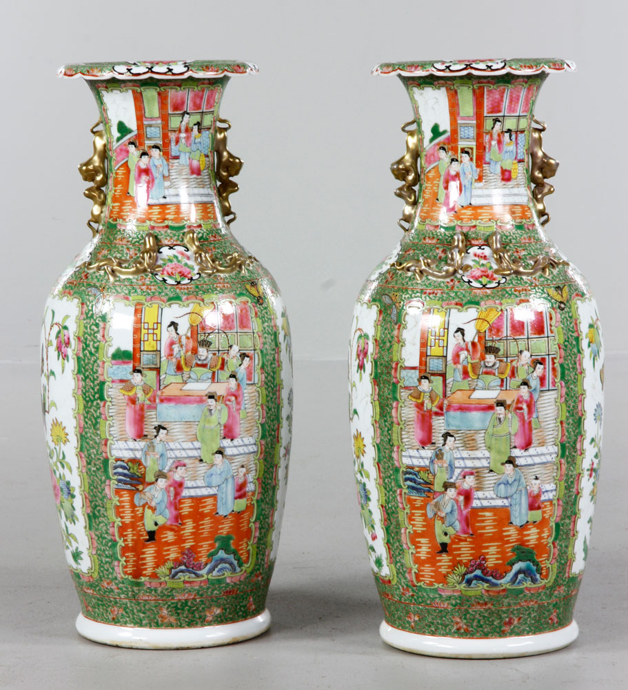 Appraisal: - Pair of Rose Medallion Vases Pair of Rose Medallion