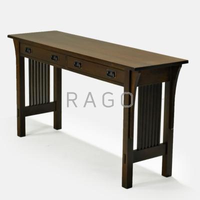 Appraisal: STICKLEY BY E J AUDI Contemporary spindle-side console table Manlius