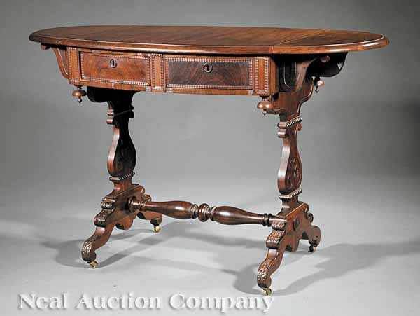 Appraisal: An American Late Classical Carved Rosewood Sofa Table c labeled