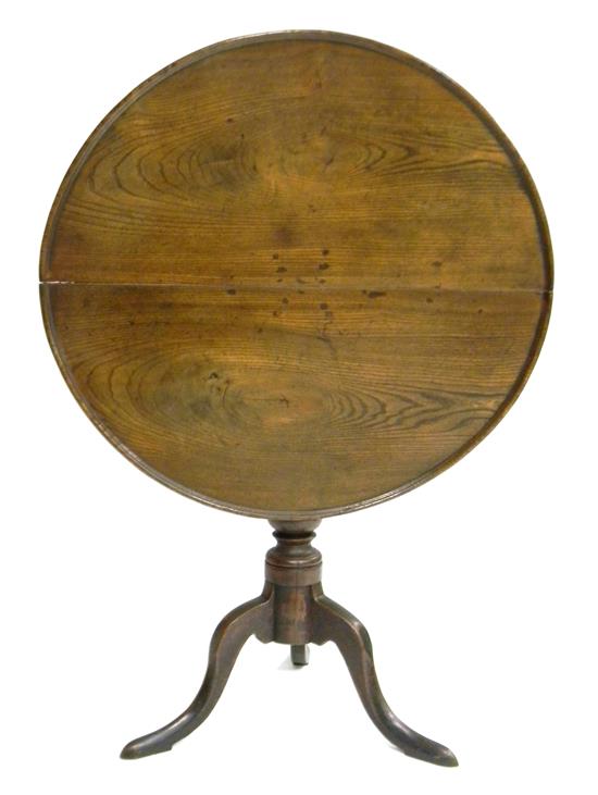 Appraisal: th C tilt top tea table oak or chestnut two-board