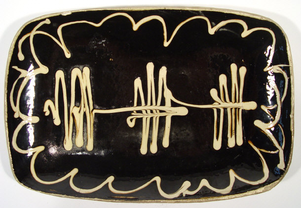 Appraisal: Rectangular slipware dish with trailled decoration cm in length