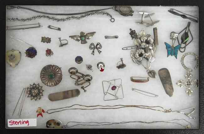 Appraisal: Lot misc sterling jewelry including pins rings earrings etc