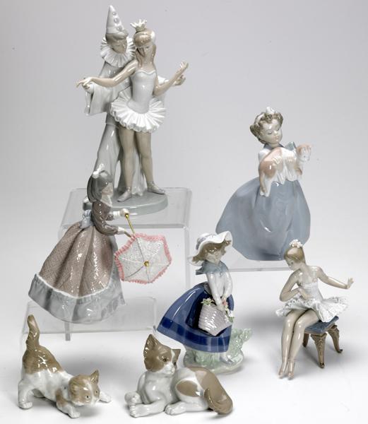 Appraisal: LLADRO PORCELAIN Seven figural pieces Tallest