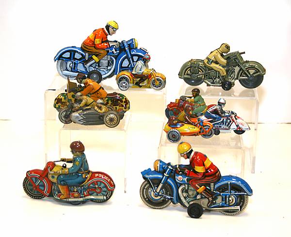 Appraisal: Grouping of Tin Lithographed Motorcycles Important Japanese and European lithographed