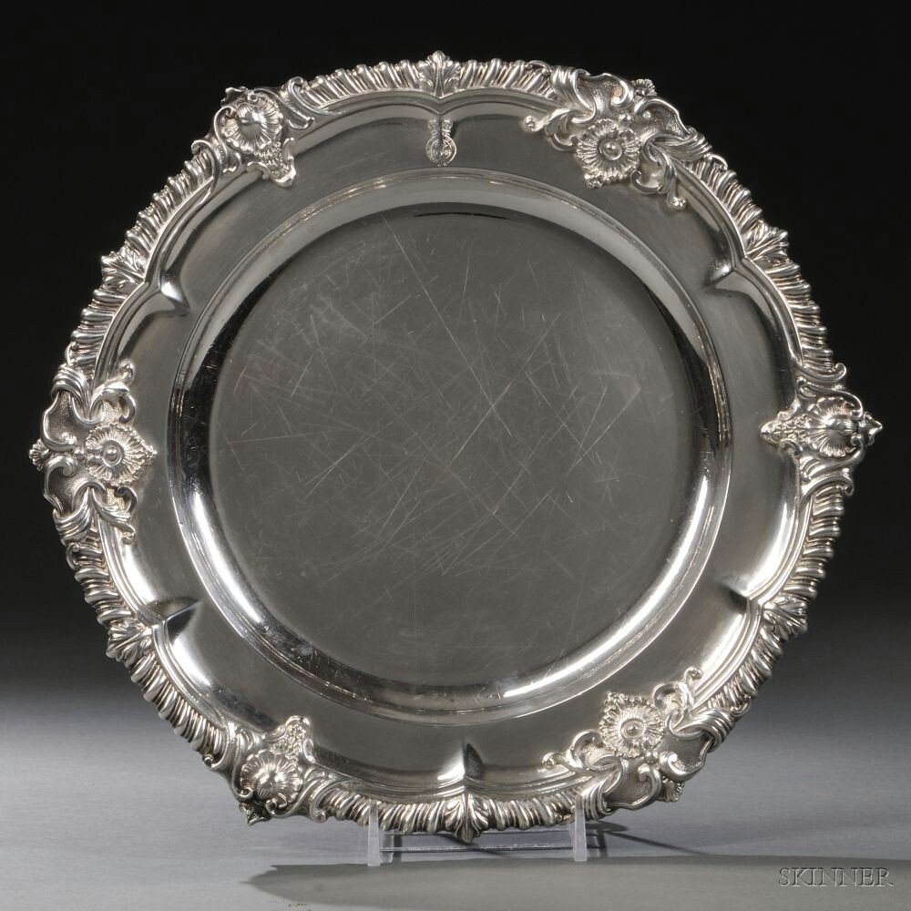 Appraisal: Three William IV Sterling Silver Plates London William Bateman II